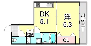 1LDKの間取り画像