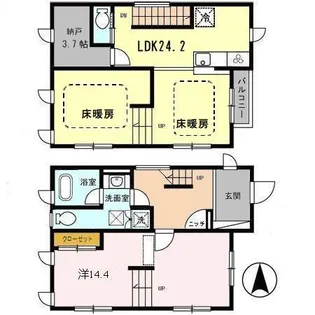 兵庫県西宮市甲陽園西山町【テラスハウス】の間取り