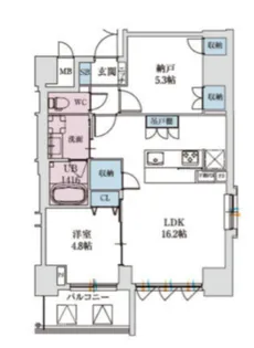 スプランディッド上本町WEST【5階】の間取り