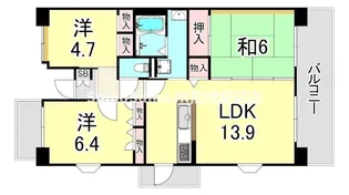 兵庫県尼崎市金楽寺町1丁目【マンション】の間取り