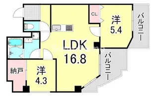 パークノヴァ夙川【3階】の間取り