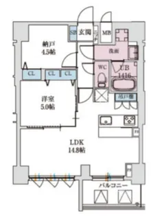 スプランディッド上本町WEST【4階】の間取り