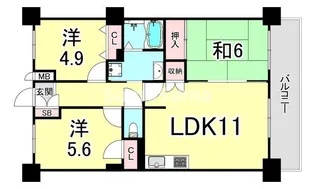 兵庫県神戸市東灘区田中町2丁目【マンション】の間取り