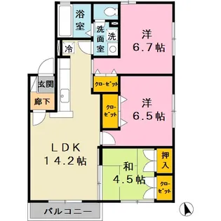 ガーデンコート車【2階】の間取り