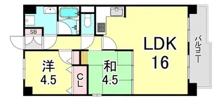 ルネ芦屋親王塚【4階】の間取り