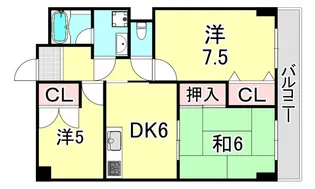 兵庫県西宮市天道町【マンション】の間取り