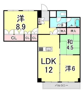 越木岩ハイデンス【4階】の間取り