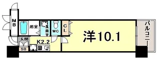 レジディア三宮東【9階】の間取り