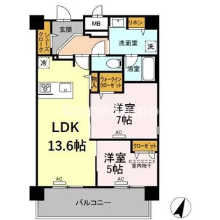 福岡県福岡市博多区美野島3丁目【マンション】の間取り