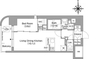 コンフォリア・リヴ北浜淡路町【15階】の間取り