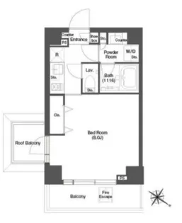 ディームス目黒行人坂【6階】の間取り