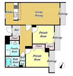 2LDKの間取り画像