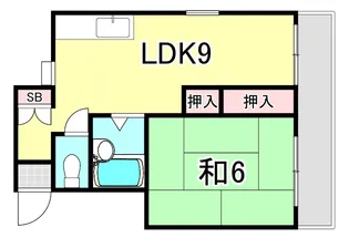 ハイツ南甲子園【2階】の間取り