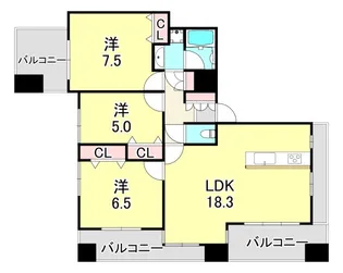 ワコーレ神戸中山手通【9階】の間取り