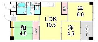 夢野ハイタウン 3号棟【8階】の間取り