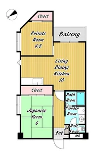 ハピネス東須磨【4階】の間取り