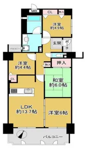 パームスクェアジェームス山【8階】の間取り