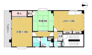 第3熊内コーポラス【3階】の間取り