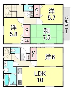 兵庫県西宮市伏原町【一戸建】の間取り