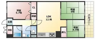 ユニハイツ朝霧【3階】の間取り