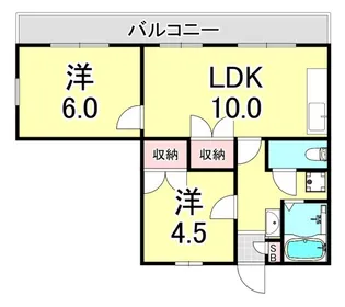 2LDKの間取り画像