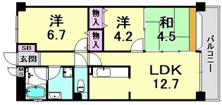 兵庫県西宮市上ケ原七番町【マンション】の間取り