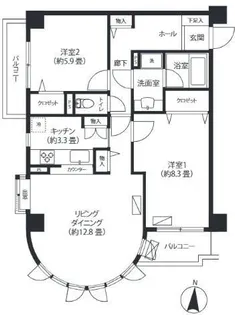 ガーデンコート下馬【5階】の間取り