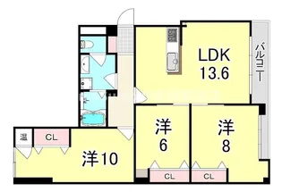 兵庫県尼崎市南塚口町2丁目【マンション】の間取り