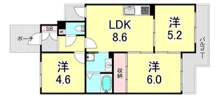 兵庫県神戸市長田区上池田6丁目【マンション】の間取り