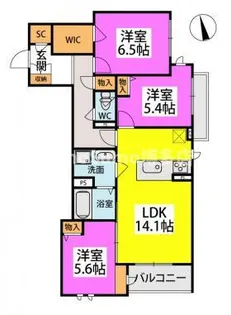 サンソレイユ紀文【3階】の間取り