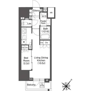 レフィールオーブ代々木【12階】の間取り