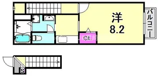 兵庫県尼崎市大庄西町4丁目【アパート】の間取り