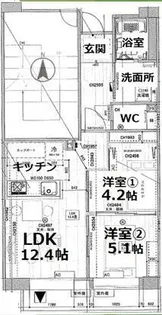 アクティ目黒駅前1号棟【9階】の間取り