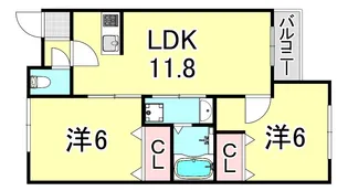 兵庫県神戸市長田区高取山町2丁目【アパート】の間取り