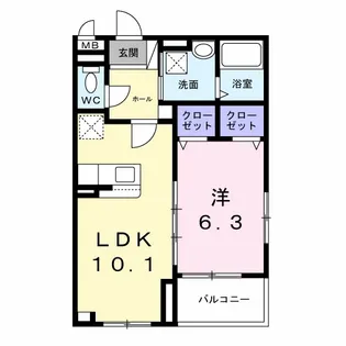 ヴィヴァレス松ノ内【1階】の間取り