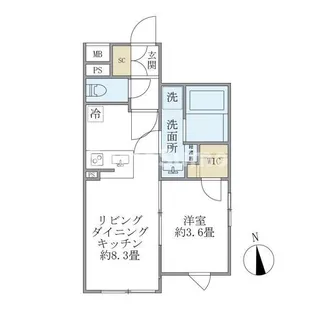 COMPOSITE目黒鷹番【1階】の間取り