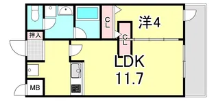 兵庫県西宮市甲東園2丁目【アパート】の間取り