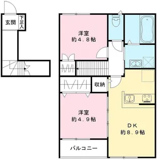 兵庫県神戸市兵庫区東出町2丁目【アパート】の間取り