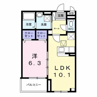ヴィヴァレス松ノ内【1階】の間取り