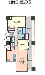 KDXレジデンス大濠ハーバービュータワー【21階】の間取り
