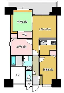 ベルレコルテ浜辺【3階】の間取り