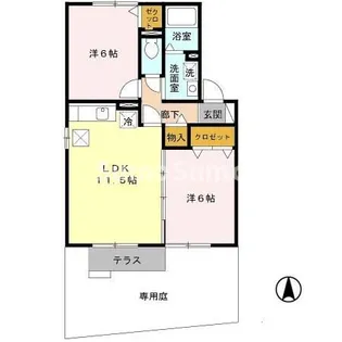 ライフランドスケープ A棟【1階】の間取り