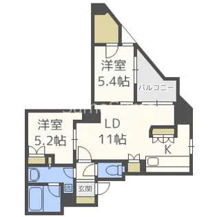 大阪府大阪市中央区日本橋2丁目【マンション】の間取り