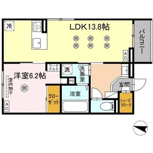プランドゥブレ西新【2階】の間取り