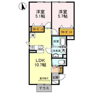 チェリーハウスⅡ B棟【1階】の間取り