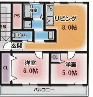 高津橋農住団地A棟【5階】の間取り