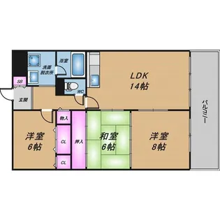 大阪府大阪市中央区南船場1丁目【マンション】の間取り