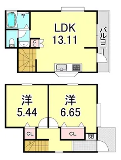兵庫県神戸市西区白水1丁目【テラスハウス】の間取り