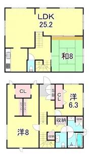 兵庫県西宮市甲陽園西山町【テラスハウス】の間取り
