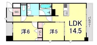 エーレックス西宮【2階】の間取り